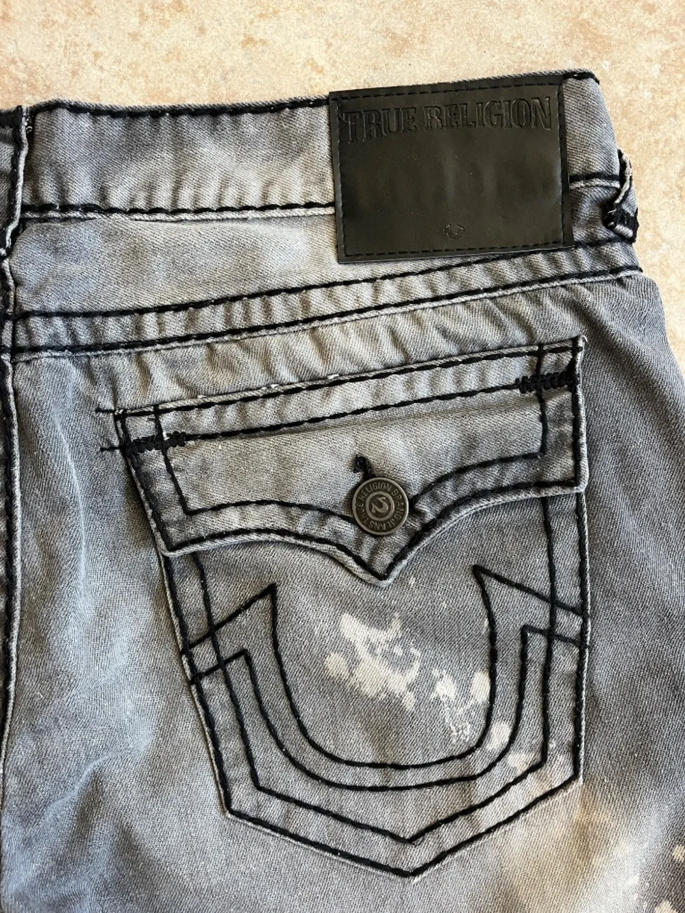 NWT True Religion Rick Super T Straight Jeans Mens 40x32 Grey Distressed style